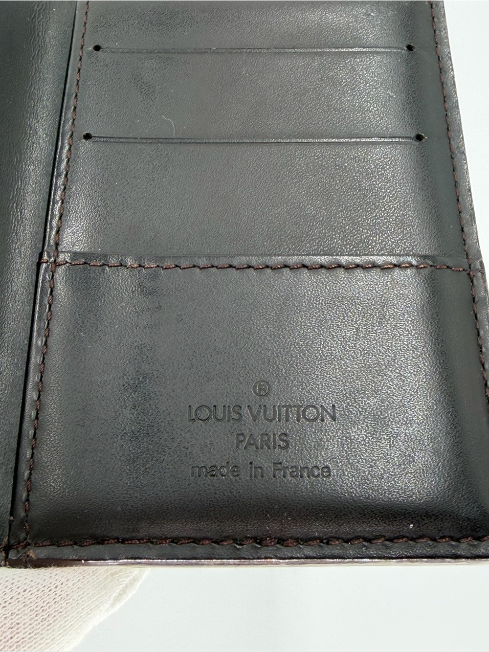 Louis Vuitton Matte Embossed Monogram Graphite Leather Card Holder w/Entrupy COA - Picture 6 of 16